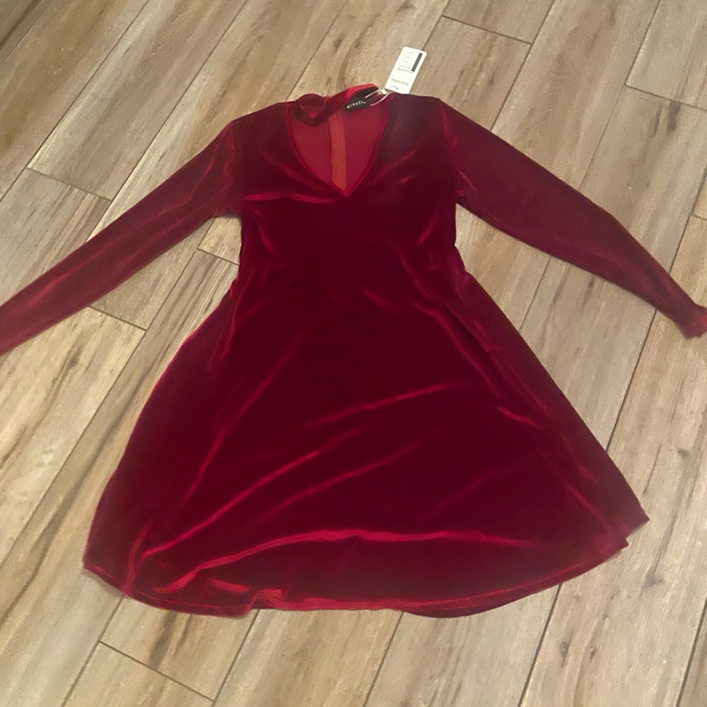 NWT Long Sleeve Red Velvet Dress